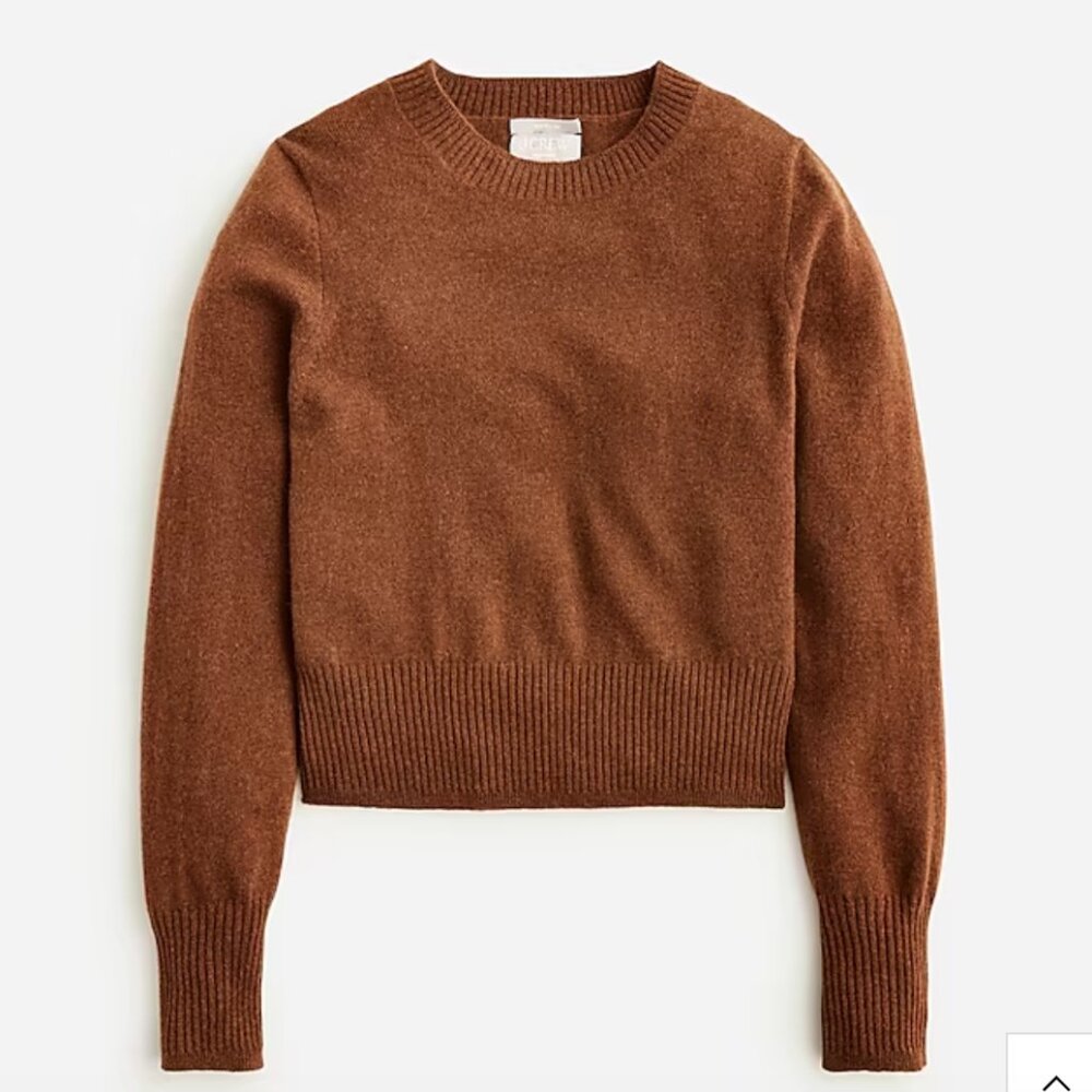 J. Crew cashmere shrunken crewneck sweater, M, Brown